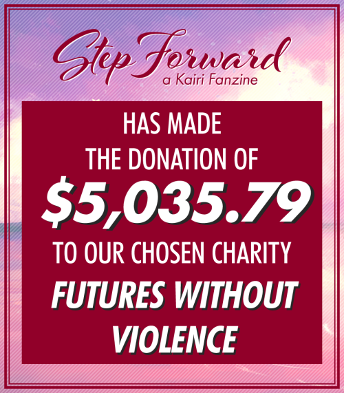 ✩ Thank you for allowing us to donate $5,035.79 USD to Futures Without Violence! ✩We are overwhelmed