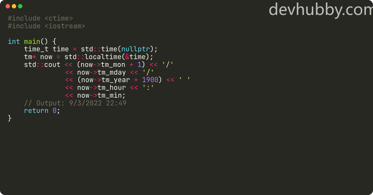 Devhubby — How to get current time in C++?