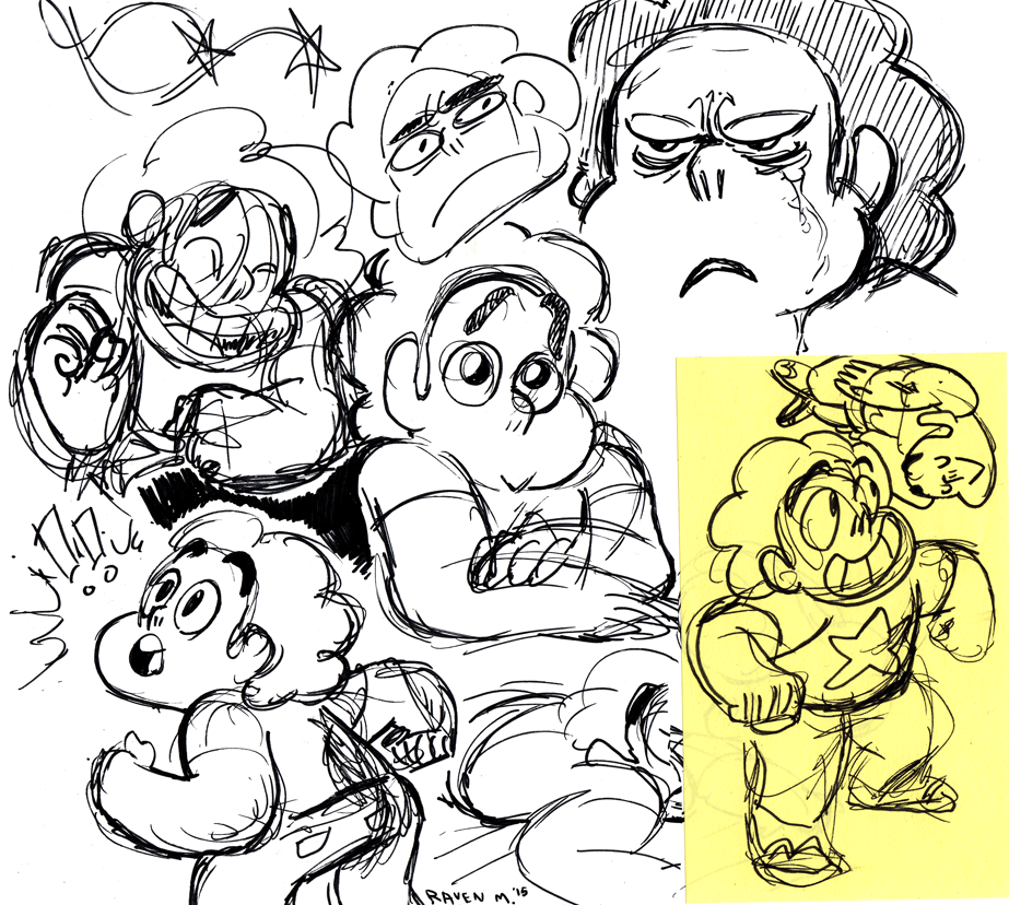 raveneesimo:  Experimenting with different Steven faces. Also known as.. more doodling.