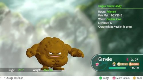 Managed to get another shiny Graveler this time with the perfect nature. God I was scared it would r