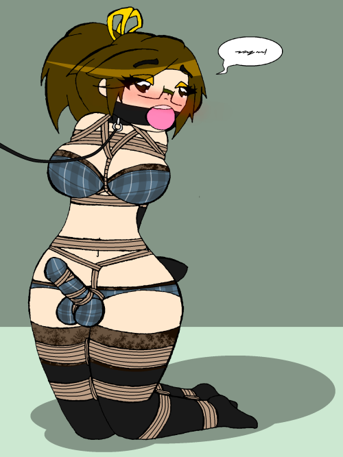kehhajas-arts-and-ask: Same Verse and the First, but now, a Futa with an extra tight rope cock harne