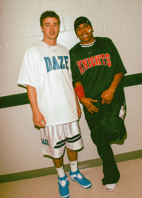 strappedarchives: Nelly & Justin Timberlake photographed by James Devaney during the NSYNC Chall