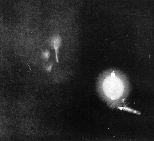 uconstruction: First Photograph ever taken by phosphorescent light. The face is that of Mr. Tesla, a