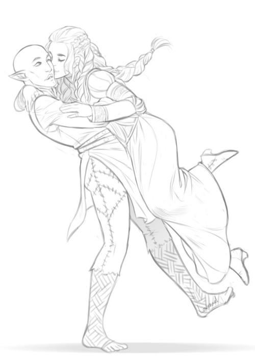 needapotion:Sunday sketch with Solas and Aëlys because I have not been drawing them since a long tim