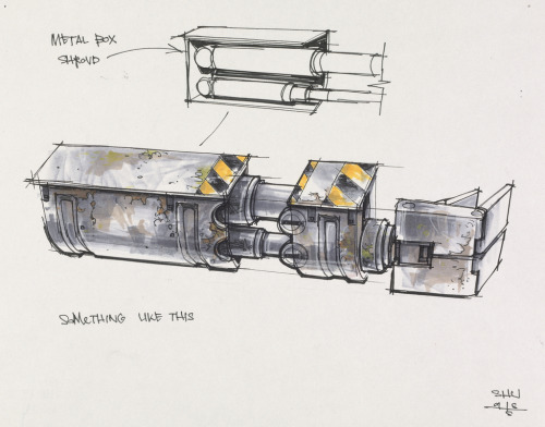 Jay Shuster, design drawings / concept art for the movie Wall-E, 2008. Ink and marker on photocopy. 