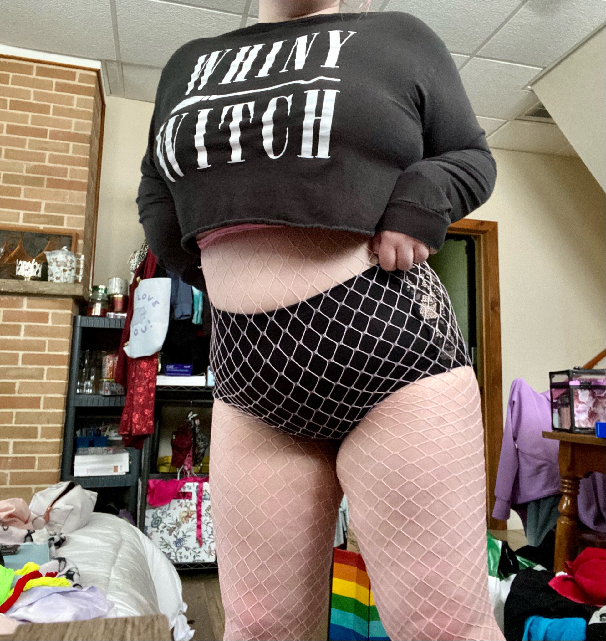 bi-and-bratty:Tried on the fishnets that porn pictures