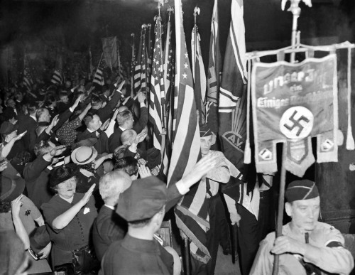 German American Bund rally at Madison Square Garden (New York City,February 1939).In 1933, Rudolf He