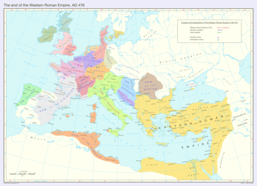 land-of-maps:End of the Western Roman Empire, 476 AD [3000x2171]