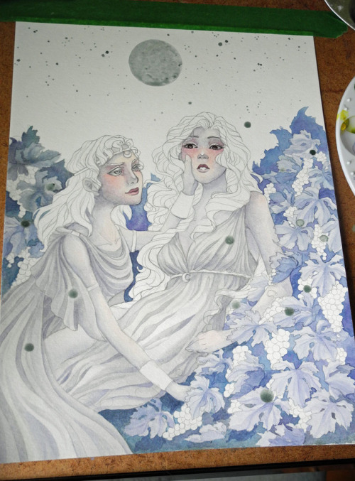 WIPs Artemis And Callisto For Sapphiczines' First Volume Celestial Beings.