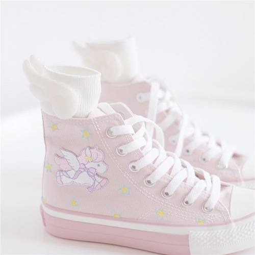 ♡ Pastel Pink Kawaii Kei Unicorn Canvas Sneakers  - Buy Here ♡Discount Code: honey (10% off any