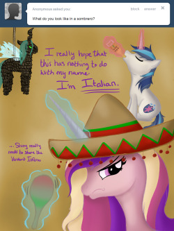 ladybugs-awake:  Time for another Throwback Friday!After all these years, Cadance is still upset by Sombreros.  xD