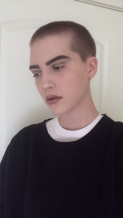 transgenderavenger:Never thought I would buzz my head or try green shadow.