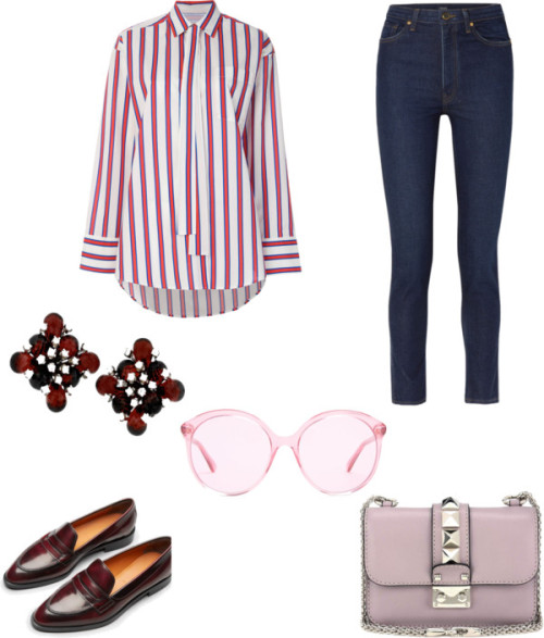 Untitled #296 by jadajenkins97 featuring high waisted jeansMSGM neck tie / Khaite high waisted jeans