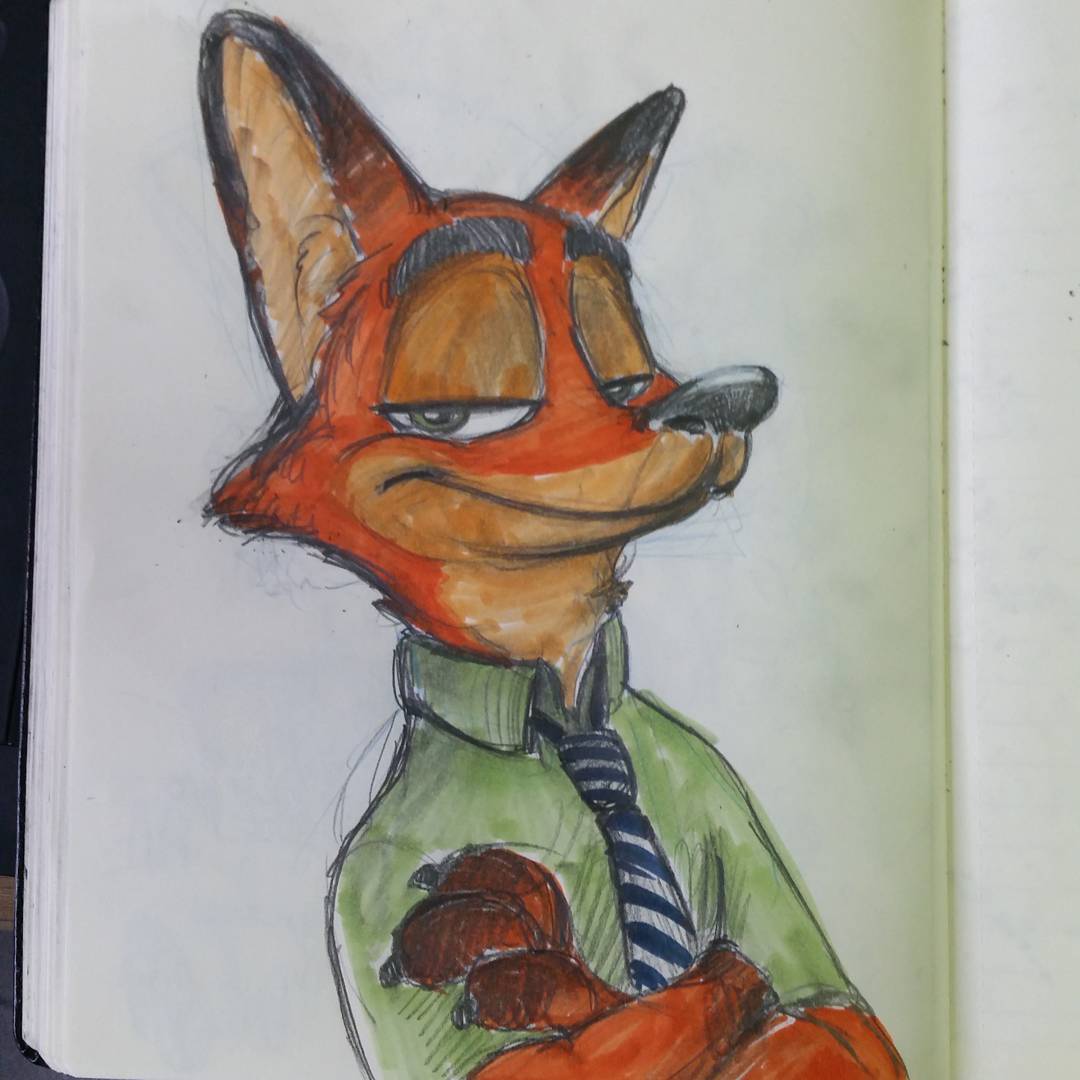 taranduke:  Go seeeeee ittt #sketch #sketchbook #color #marker #zootopia #nickwilde