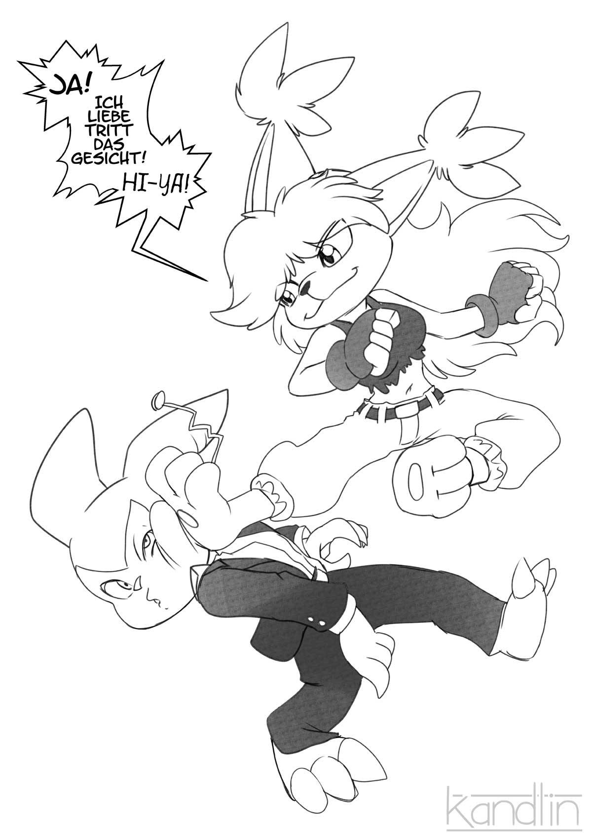 Kick the ImpSketch Stream Commission for WCP of his Tanja kicking an Impmon Patreon 