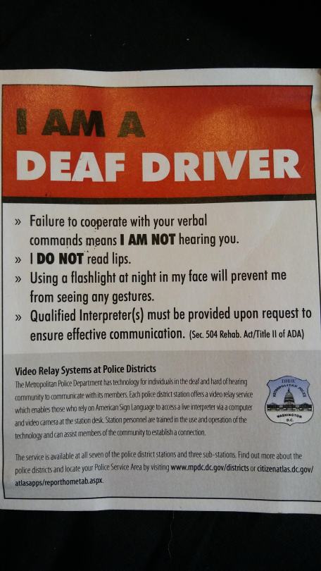 sephezade: death-deafying-stuntman:  deafstarrr:  I just got a car and started driving again so I was thinking about some safety things for D/deaf/HoH drivers.  One huge concern is the possibility of being pulled over and encountering the police.  I have