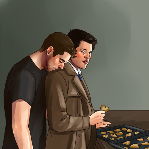 diminuel:December 21: Dean and CasDean’ll be able to appreciate Cas’ cookie baking when 