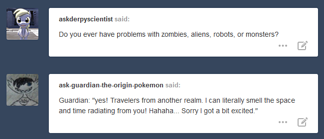 darkfiretaimatsu:  ask-yuta-wuta-ponies:  Yuta: About Robots and Zombies… I may