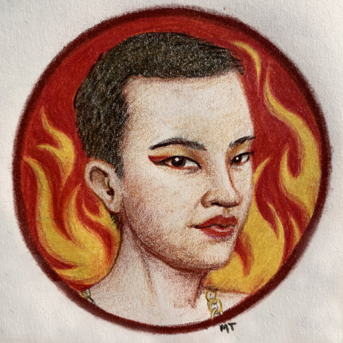 undercovermartina: [ID: A colored pencil portrait of Azula from Avatar: the Last Airbender. Azula is