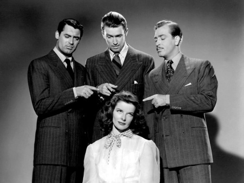 Cary Grant, James Stewart, John Howard, and Katharine Hepburn; publicity still for George Cukor&