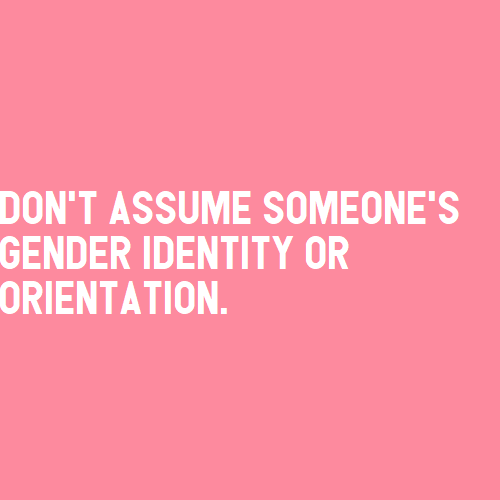 [Image Description: A rose red color block with text that reads “don’t assume someone&rs