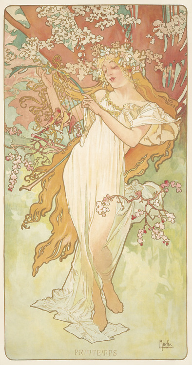 The Seasons. 1896. Alphonse Mucha.Each: 21 1/8 x 40 &frac34; in./53.6 x 103.5 cmThis larger form