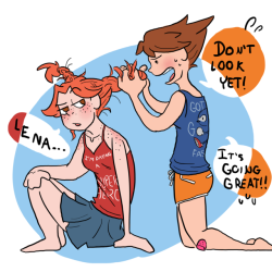 benevolenterrancy:  What Emily said: “You know how to braid, right?”What Lena heard: “Do you wanna play with my hair?”