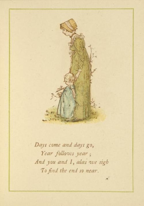 New Year illustrations by Kate Greenaway (1846-1901). Illustrations taken from Kate Greenaway’s Alma