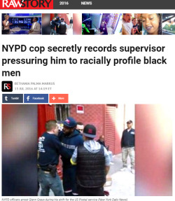zombiebreathing:  4mysquad:  Gawker has posted an audio recording provided to them by an NYPD officer that seems to be an exchange in which the officer is being pressured to profile black men. The recording was made during a performance evaluation of