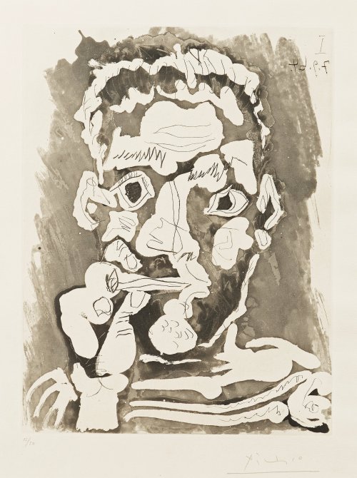 Fumeur  -  Pablo Picasso  1964Spanish 1881-1973Etching and aquatint , 41 x 31,2 cm