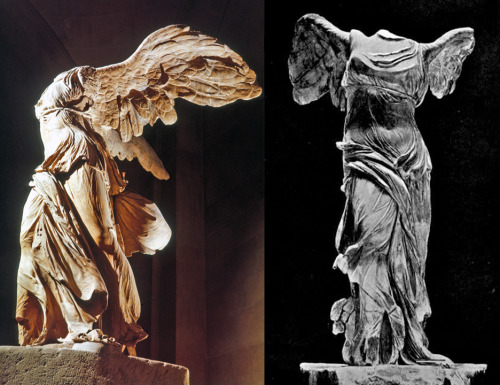 noonewilleverfindmehere:Nike of Samothrace 190 B.C.E. 3.28 m tall. Originally stood on the bow of a 