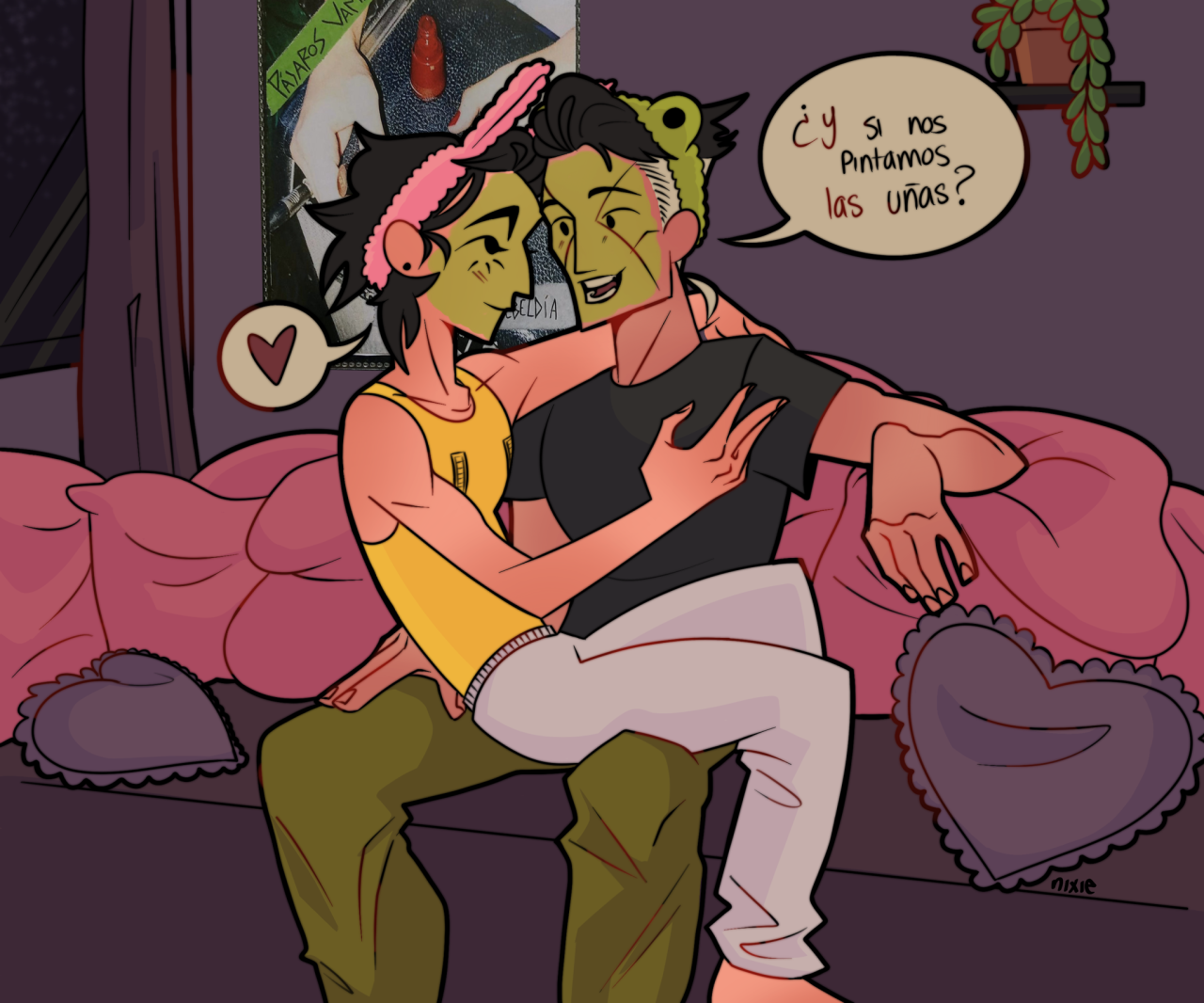 nixiepixi:YEAHHHH LATE ALWAYS 🥲 Day 1 of #JosuyasuWeek2023 Comfort / sleepover; im so happy 😊 enjoy it! 