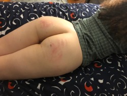 curly-kinky:  After Sir took this picture he asked “why is it that you can always take more of a spanking when other people are there to watch?”