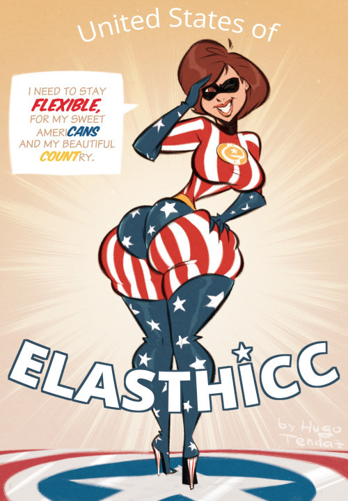   Helen Parr - ElasTHICC - Cartoon PinUp Sketch Commission  Happy 4th of July to