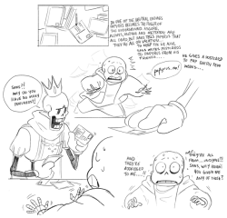 myrobotlandlord:  pothole-nest: myrobotlandlord: king papyrus and king sans dump 👑  friends, i could talk about the neutral endings all day yummo. smash those images for a full view to defeat the blur.  Specifically reblogging this for this bit tbh