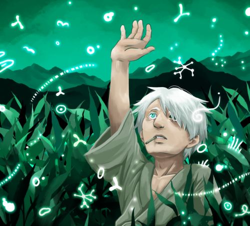 i forgot to post this here, but here’s a preview of my piece for the mushishi fanzine