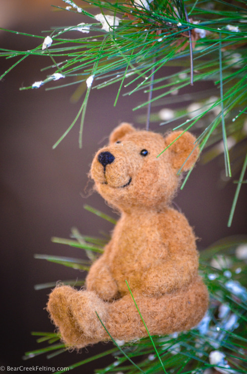 DIY Christmas Tree Ornament.  Make a needle felted Bear for your Christmas tree with a Bear Needle F