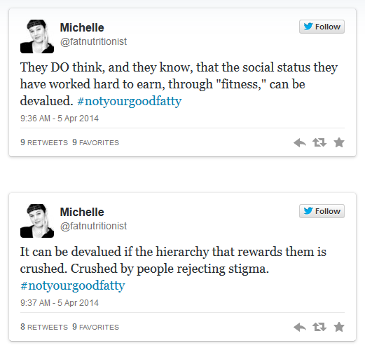 lovethyfatness: [Series of texts by @fatnutritionist, which read: “People are mad