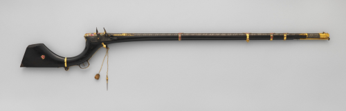 An ornate and exotic looking flintlock musket originating from India, circa 1835. Currently on displ