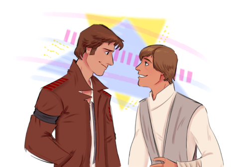 kowroo:i dont vibe with the sequel trilogy so i drew some stuff from a post-rotj thing ive been writing on and off for a few years, Han and Luke’s Excellent 30 Year Long Adventure is my own personal canon 