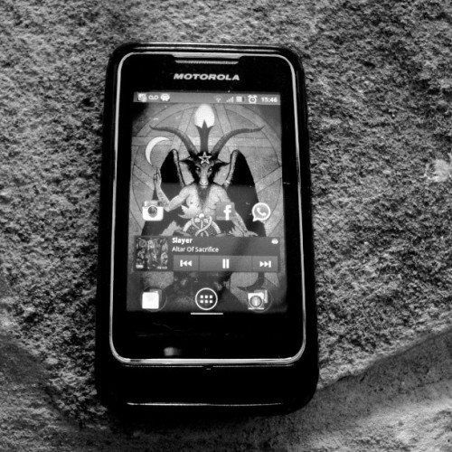 #cellphone #devil #666 #motorola #slayer #Black #white #touch #smartphone #love #technology