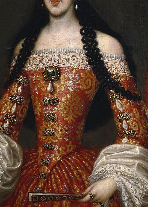 artfoli:Details in RedPortrait of Isabelle Antoinette Barones Sloet van Toutenburg, 1852, by Nicaise