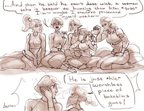 lunian:Just want Link to have girls night with some good gerudo ladies, do make up, talk about weapo