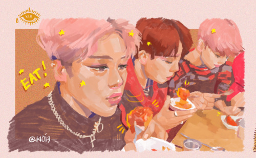 I find it v cute of them eating together so I drew them!
