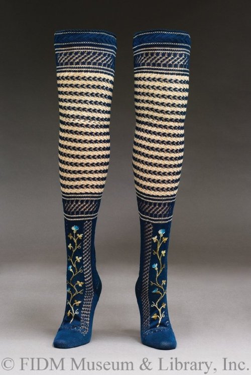 lookingbackatfashionhistory: • Stockings. Date: 1830-1835 Medium: Cotton, silk