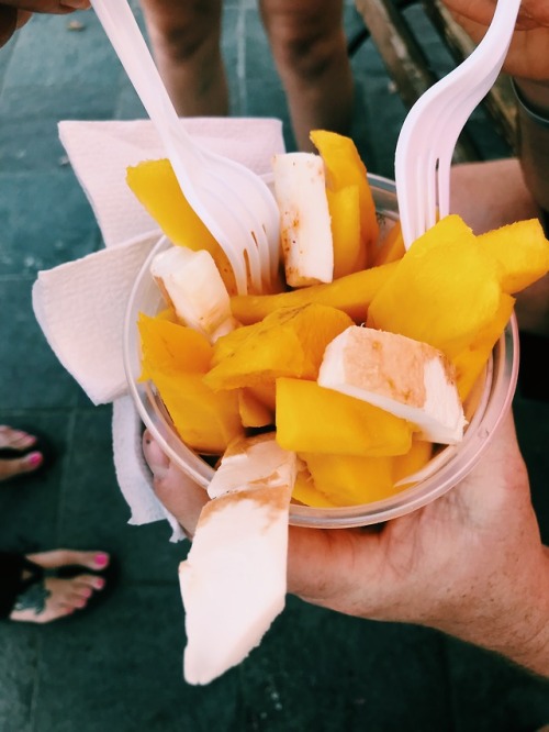 Fresh mango and coconut sprinkled with cayenne pepper Todos Santos, Mexico, March 2018© Michelle Gef