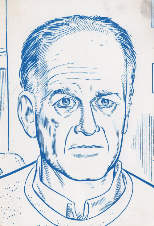 odetocrumb:Daniel Clowes, “Stephen Dixon” - Frontispiece sketch for the novel End of I by Stephen Di