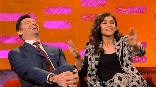 tomandharrisongifs: Zendaya and Hugh Jackman on The Graham Norton Show.