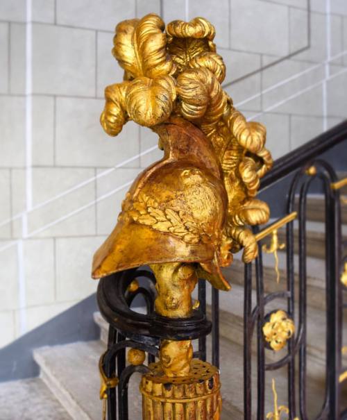 bhsutton: #NBD, just an opulent staircase banister that begins with a gold-plated sculpture of a hel