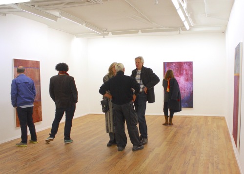 Viewing artworks at Galerie Richard NYC’s opening reception for Joseph Nechvatal and his lates